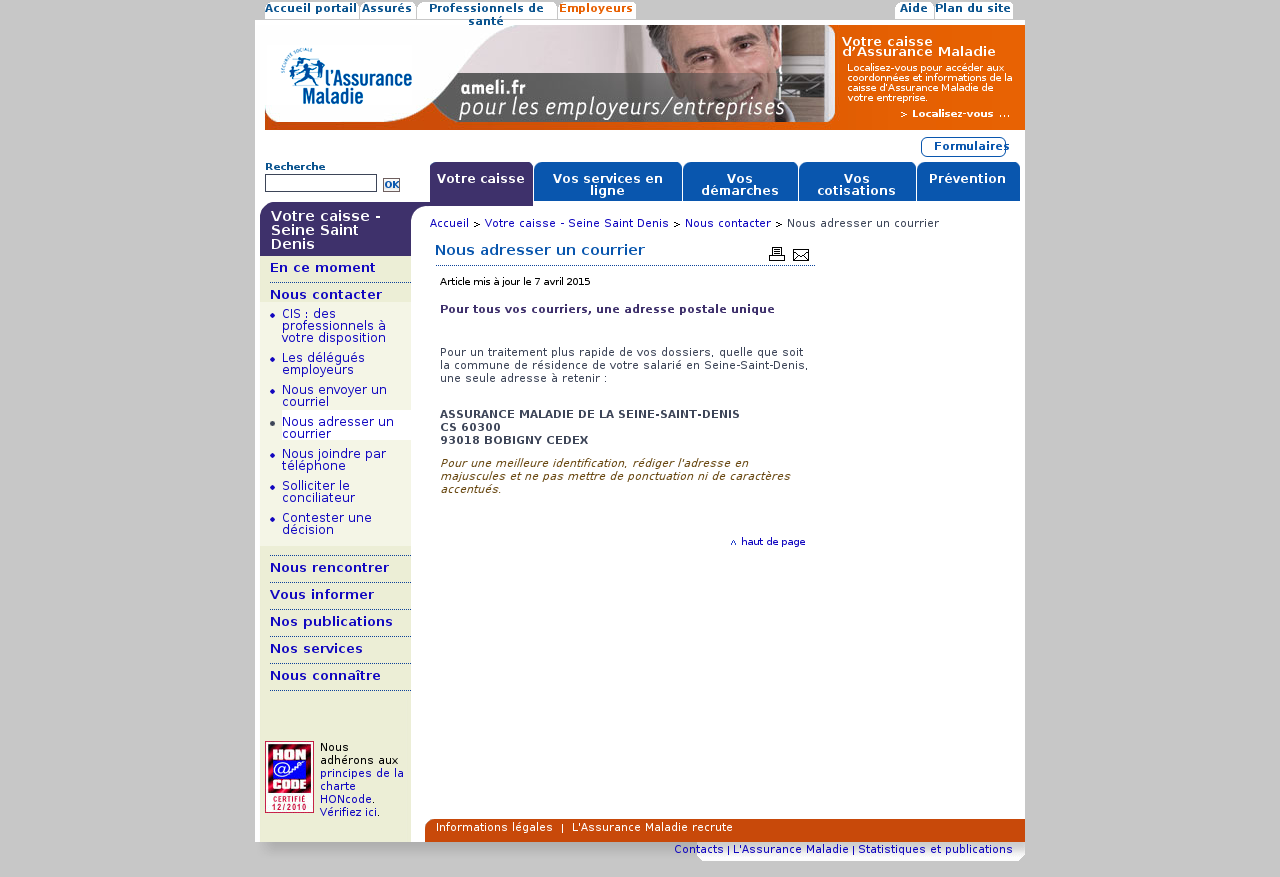 Cpam Seine Saint Denis Cs 60300 Bobigny 93018