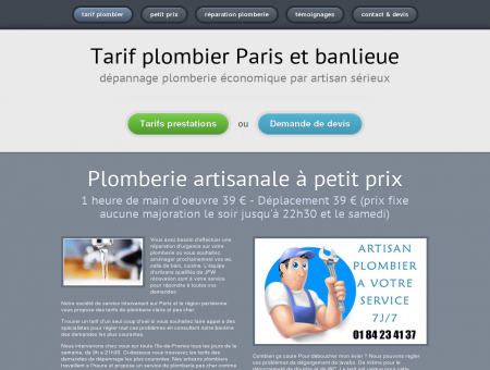 Tarif plombier Paris & Région Parisienne...