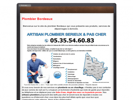 Plombier Bordeaux PAS CHER - 05.35.54.60.83...