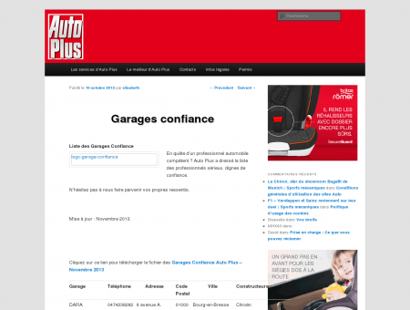 Garages confiance | Auto Plus Services