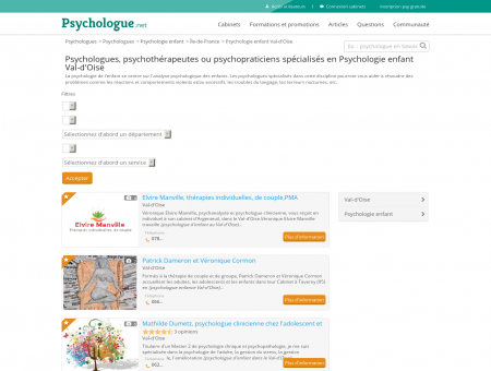 Psychologie enfant Val-d'Oise - Psychologue.net