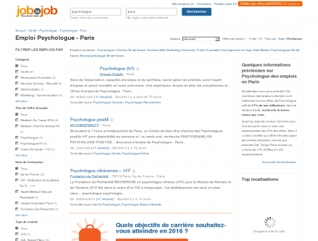 Emploi Psychologue - Paris - JobisJob France