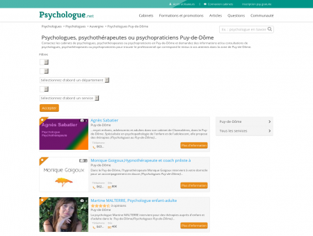 Psychologues Puy-de-Dôme - Psychologue.net