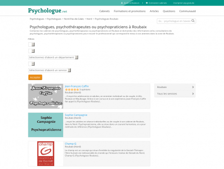 Psychologues Roubaix - Psychologue.net
