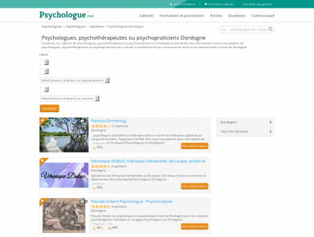 Psychologues Dordogne - Psychologue.net
