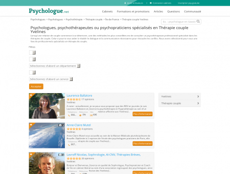 Thérapie couple Yvelines - Psychologue.net