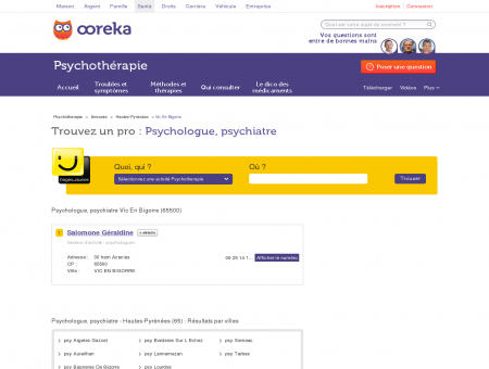 Psychologue, psychiatre Vic En Bigorre (65500)