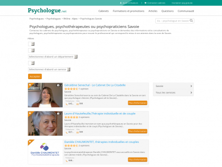 Psychologues Savoie - Psychologue.net