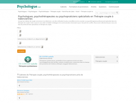 Thérapie couple Valenciennes - Psychologue.net