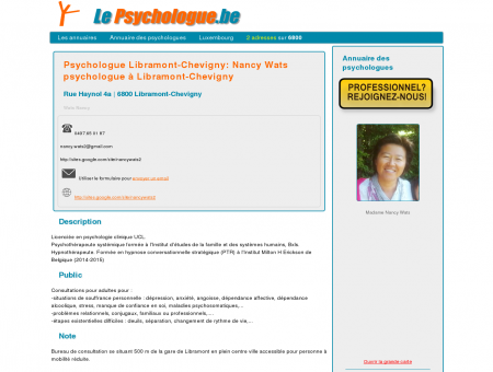 Psychologue Libramont-Chevigny: Nancy...