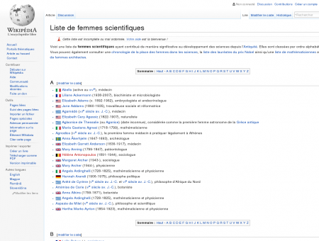 Liste de femmes scientifiques  Wikipédia