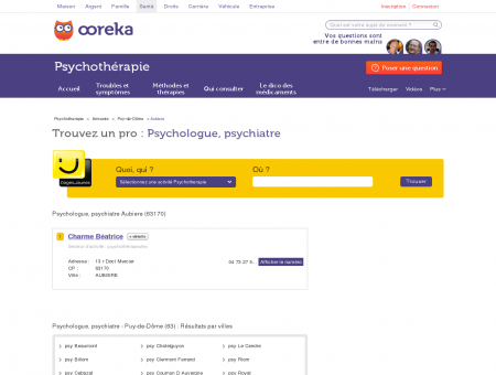 Psychologue, psychiatre Aubiere (63170)