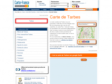 Carte et plan de Tarbes 65000 : Hôtel, tourisme ...