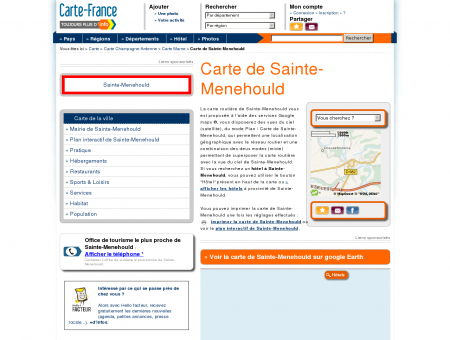 Carte et plan de Sainte-Menehould 51800 :...