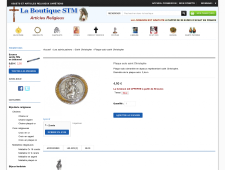 Plaque Auto Saint Christophe - Diamètre 3 Cm, Autocollante, Protection Des Voyageurs