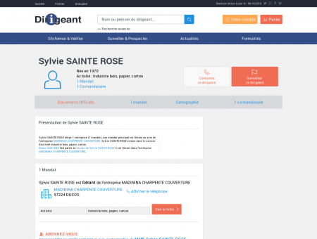 Mme. Sylvie SAINTE ROSE, Gérant de...
