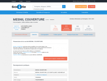 MESNIL COUVERTURE (MESLAY) Chiffre...