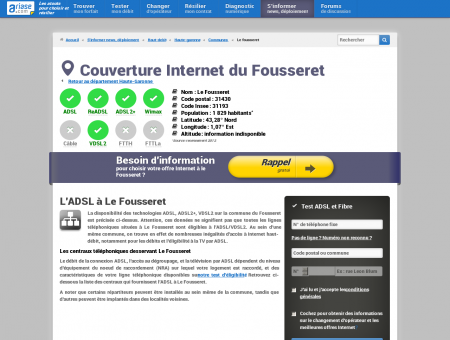 Couverture Internet du Fousseret - Comparatif...