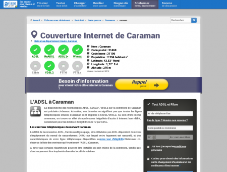 Couverture Internet de Caraman - Comparatif...