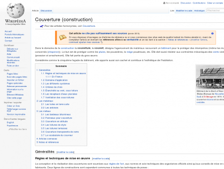Couverture (construction)  Wikipédia