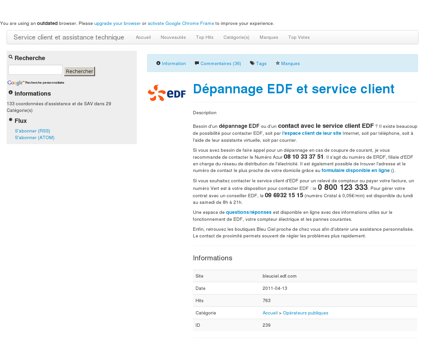 Dépannage EDF et service client Service client...