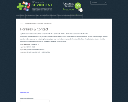 Horaires & Contact - Pharmacie Saint-Vincent...