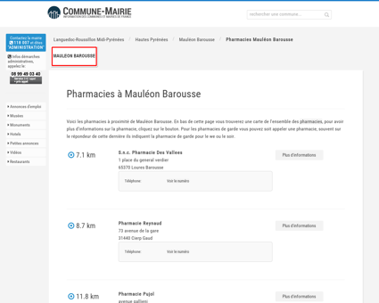 Pharmacies à Mauléon Barousse (65370),...