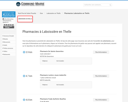 Pharmacies à Laboissière en Thelle (60570),...