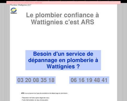 Plombier Wattignies 24/7 - ARS dépannage et...