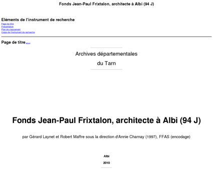 Fonds Jean-Paul Frixtalon, architecte à Albi (94 J)
