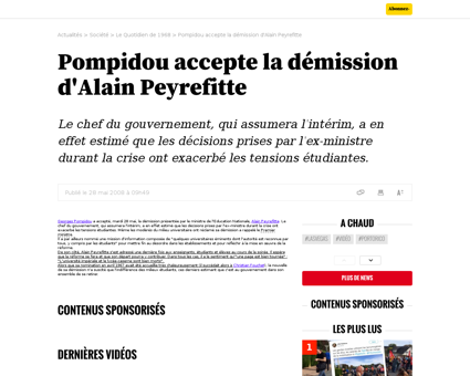 Pompidou accepte la demission d alain pe Alain