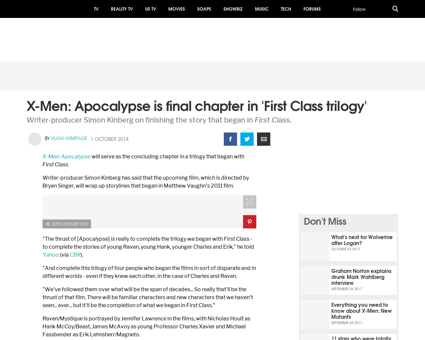 X men apocalypse is final chapter in fir Bryan
