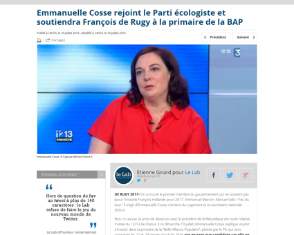 Emmanuelle cosse rejoint le parti ecolog Emmanuelle