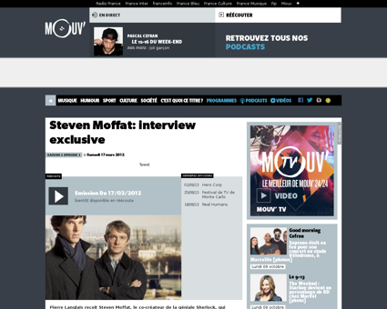 Diffusion steven moffat interview exclus Steven