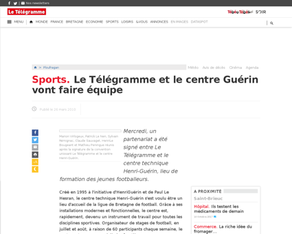 Sports le telegramme et le centre guerin Yoann