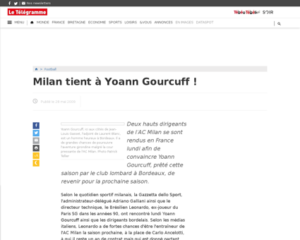 Milan tient a yoann gourcuff 28 05 2009  Yoann