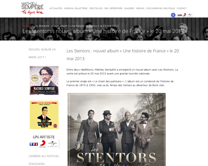 Les stentors nouvel album le 20 mai 2013 Mathieu