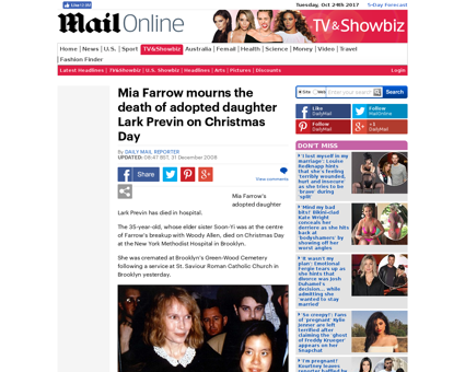 Mia Farrows adopted daughter Lark Previn Dylan